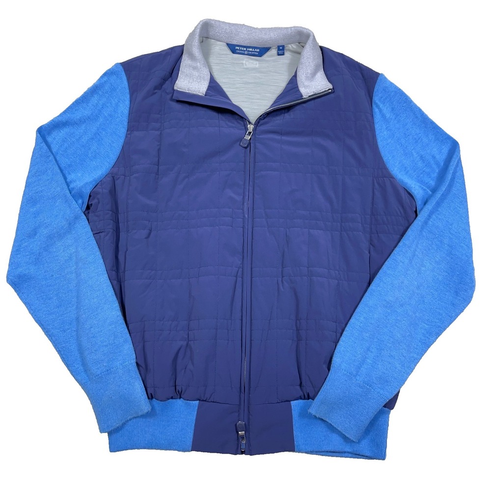 Peter Millar Stealth Light Jacket Men Medium Blue Quilted Hybrid Full Zip Crown